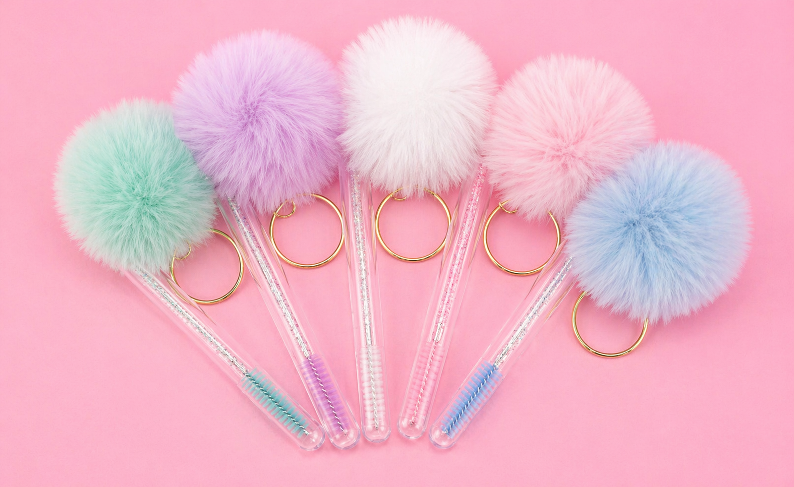 Pom Pom Mascara Wand Keychains